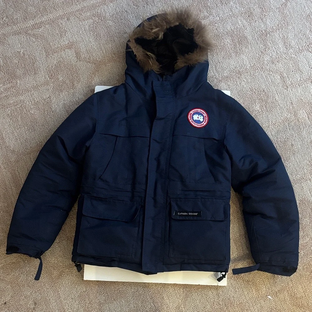Canada Goose Navy Down Parka with Fur-Trim Hood